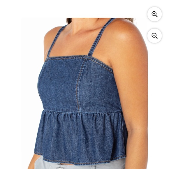 💜Celebrity Pink Women's Sleeveless Denim Peplum Top,Size:Large - Picture 5 of 5